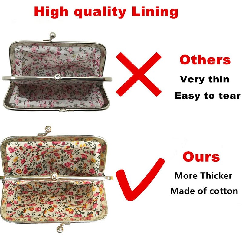 Sanxiner Cute Floral Buckle Coin Purses Vintage Pouch Kiss-lock Change Purse Wallets - Image 3